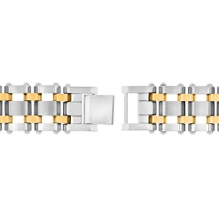 Diamond Stainless Steel Bracelet With Yellow Ion Plating, 8.5