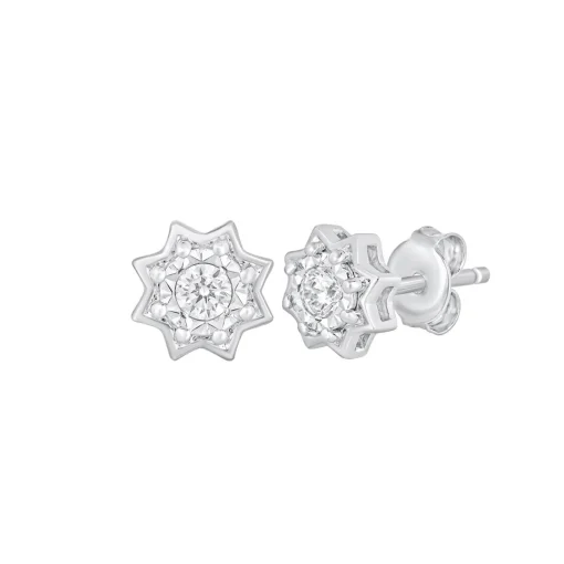 Diamond Starburst Stud Earrings In 10K Gold (1/10 Ct. Tw.)