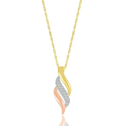 Diamond Swirl Pendant In Tri-Tone 10K Gold (1/7 Ct. Tw.)