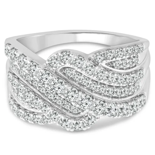 Diamond Swirl Ring In 10K White Gold (1 Ct. Tw.)