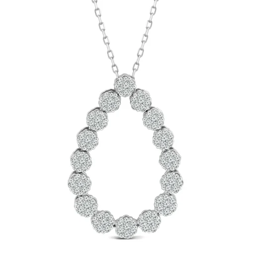 Diamond Teardrop Pendant In 10K White Gold (1 Ct. Tw.)