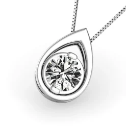 Diamond Teardrop Pendant In 14K White Gold (1/5 Ct. Tw.)