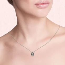 Diamond Teardrop Pendant In 14K White Gold (1/5 Ct. Tw.)