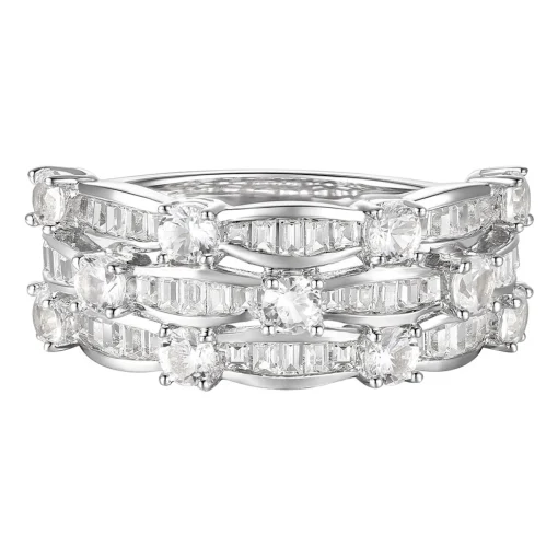 Diamond Three-Row Band In 10K White Gold (1 Ct. Tw.)