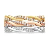 Diamond Three-Row Twist Band In Sterling Silver And 10K Rose And Yellow Gold (1/3 Ct. Tw.)