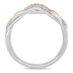 Diamond Three-Row Twist Band In Sterling Silver And 10K Rose And Yellow Gold (1/3 Ct. Tw.)