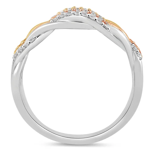 Diamond Three-Row Twist Band In Sterling Silver And 10K Rose And Yellow Gold (1/3 Ct. Tw.)