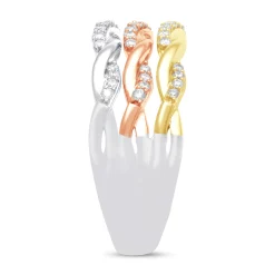 Diamond Three-Row Twist Band In Sterling Silver And 10K Rose And Yellow Gold (1/3 Ct. Tw.)