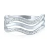 Diamond Three-Row Wave Ring In Sterling Silver (1/10 Ct. Tw.)
