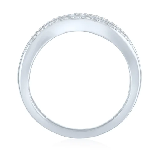 Diamond Three-Row Wave Ring In Sterling Silver (1/10 Ct. Tw.)