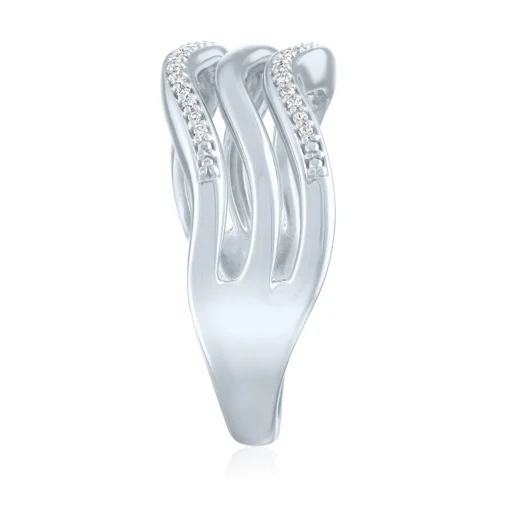 Diamond Three-Row Wave Ring In Sterling Silver (1/10 Ct. Tw.)