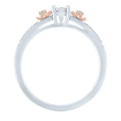 Diamond Three-Stone Flower Promise Ring In Sterling Silver (1/10 Ct. Tw.)