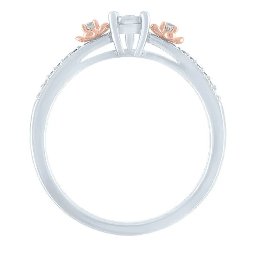 Diamond Three-Stone Flower Promise Ring In Sterling Silver (1/10 Ct. Tw.)