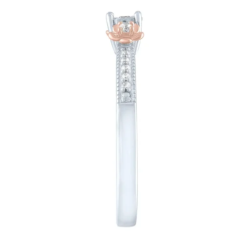 Diamond Three-Stone Flower Promise Ring In Sterling Silver (1/10 Ct. Tw.)