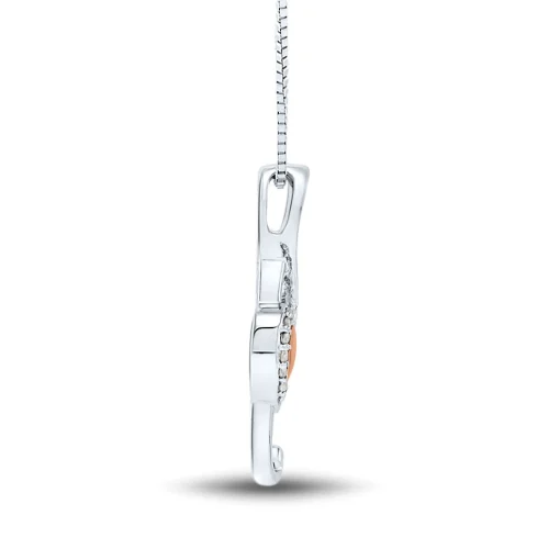 Diamond Treble Clef Pendant In Sterling Silver & 14K Rose Gold