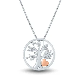 Diamond Tree Of Life Pendant In Sterling Silver