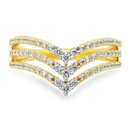Diamond Triple Chevron Ring In 10Ky (1/2 Ct. Tw.)
