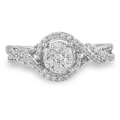 Diamond Twist Halo Ring In 10K White Gold (1/2 Ct. Tw.)