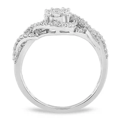 Diamond Twist Halo Ring In 10K White Gold (1/2 Ct. Tw.)