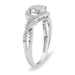 Diamond Twist Halo Ring In 10K White Gold (1/2 Ct. Tw.)