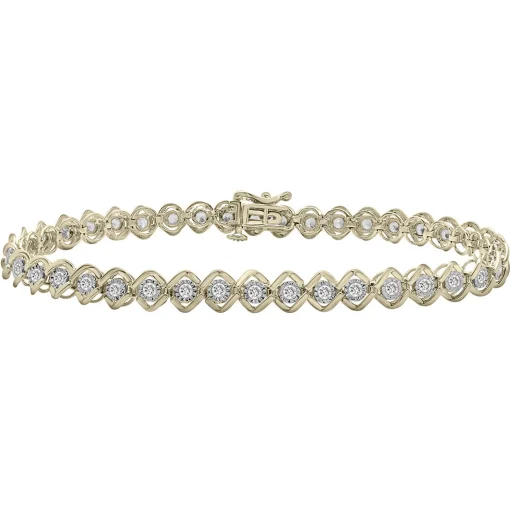 Diamond Twist Line Bracelet In 10K Yellow Gold (1 Ct. Tw.)