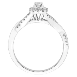 Diamond Twist Ring With Halo In 10K White Gold (1/4 Ct. Tw.)