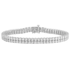 Diamond Two-Row Tennis Bracelet In Sterling Silver, 8.25" (1 Ct. Tw.)