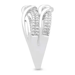 Diamond Two-Row Wrap Ring In Sterling Silver (1/3 Ct. Tw.)
