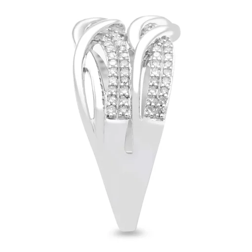 Diamond Two-Row Wrap Ring In Sterling Silver (1/3 Ct. Tw.)