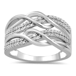 Diamond Two-Row Wrap Ring In Sterling Silver (1/3 Ct. Tw.)