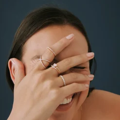 Diamond 'V' Ring In Vermeil (1/10 Ct. Tw.)