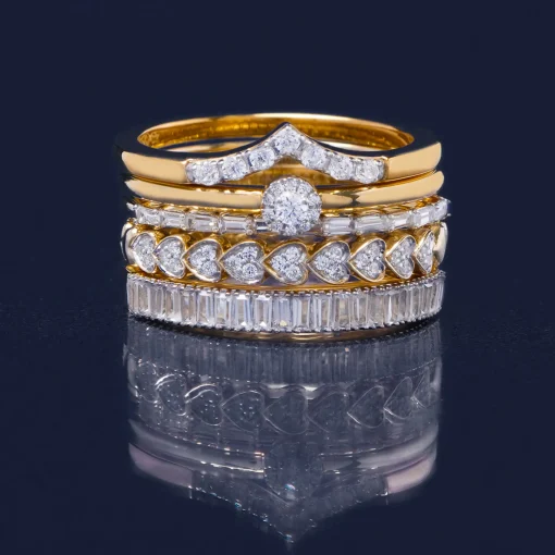Diamond 'V' Ring In Vermeil (1/10 Ct. Tw.)