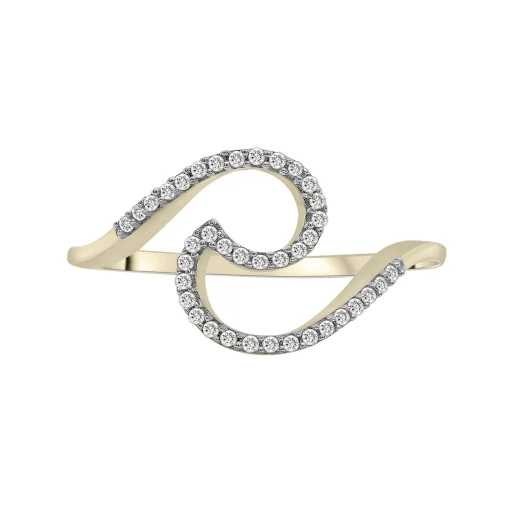 Diamond Wave Ring In 10K Yellow Gold (1/7 Ct. Tw.)