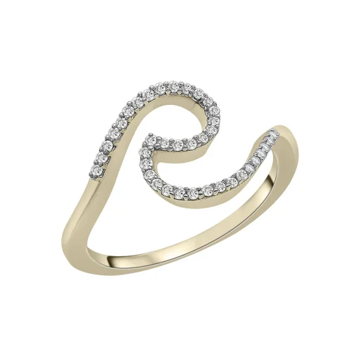 Diamond Wave Ring In 10K Yellow Gold (1/7 Ct. Tw.)