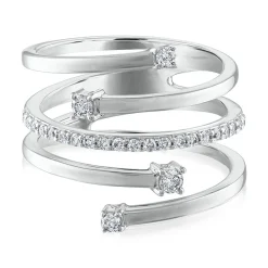 Diamond Wrap Bypass Ring In 10K White Gold (1/3 Ct. Tw.)