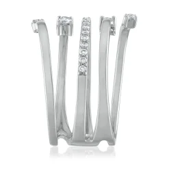 Diamond Wrap Bypass Ring In 10K White Gold (1/3 Ct. Tw.)