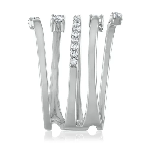 Diamond Wrap Bypass Ring In 10K White Gold (1/3 Ct. Tw.)