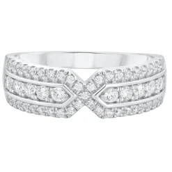 Diamond X Band In 10K White Gold (1/2 Ct. Tw.)