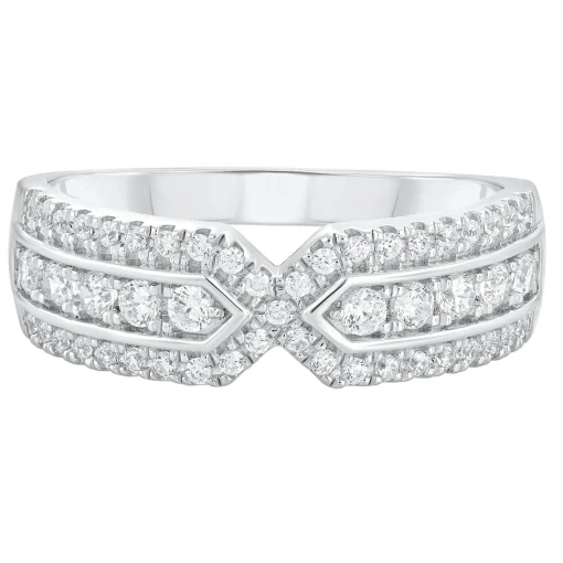 Diamond X Band In 10K White Gold (1/2 Ct. Tw.)