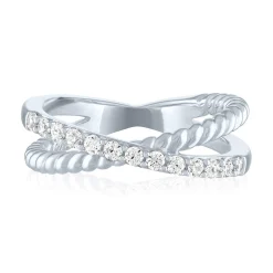 Diamond X Ring In Sterling Silver (1/4 Ct. Tw.)