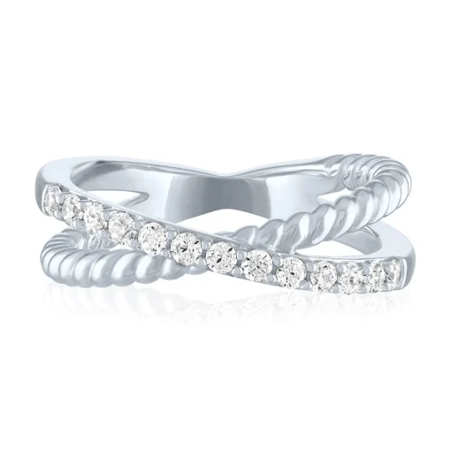 Diamond X Ring In Sterling Silver (1/4 Ct. Tw.)