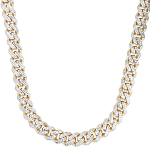 Diamond-Cut Cuban Link Chain In 14K Yellow & White Gold, 24"