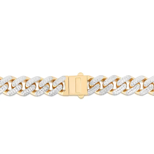Diamond-Cut Cuban Link Chain In 14K Yellow & White Gold, 24"