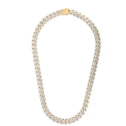 Diamond-Cut Cuban Link Chain In 14K Yellow & White Gold, 24
