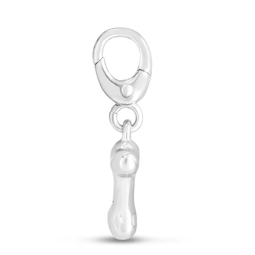 Dog Bone Charm In Sterling Silver