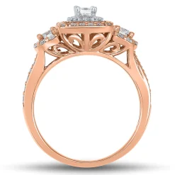 Double Halo Emerald-Cut Diamond Engagement Ring In 14K Rose Gold (1 Ct. Tw.)