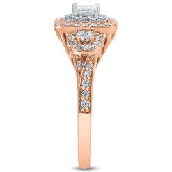 Double Halo Emerald-Cut Diamond Engagement Ring In 14K Rose Gold (1 Ct. Tw.)