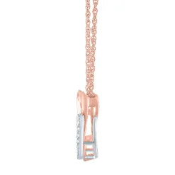 Double Heart Diamond Pendant In 10K Rose Gold (1/10 Ct. Tw.)