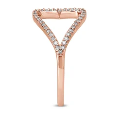 Double Heart Diamond Ring In 10K Rose Gold (1/5 Ct. Tw.)