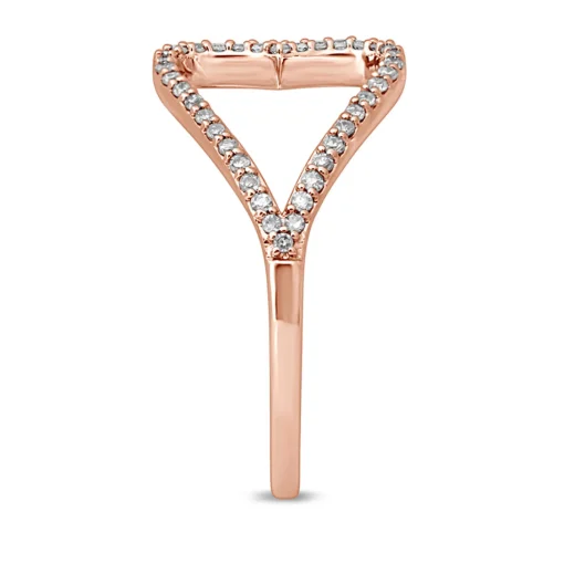 Double Heart Diamond Ring In 10K Rose Gold (1/5 Ct. Tw.)